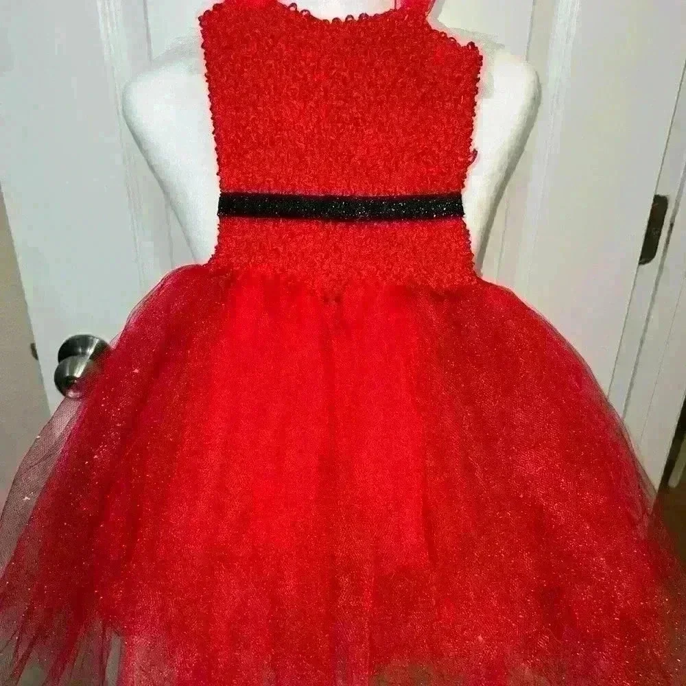 Festive Red Tulle Kids Costume Dress Handmaid